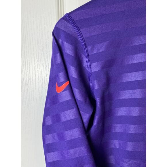 Nike Pro Dri-Fit Women's Purple Striped 1/4 Zip Thumb Hole Pullover Size Large - Picture 4 of 10